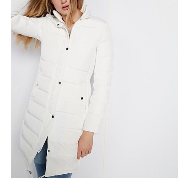 🆕 Express Ivory Long Down Filled Puffer Coat - Picture 2 of 4